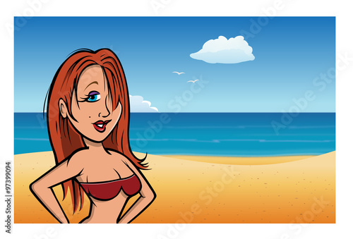 cartoon vector illustration of a beach model