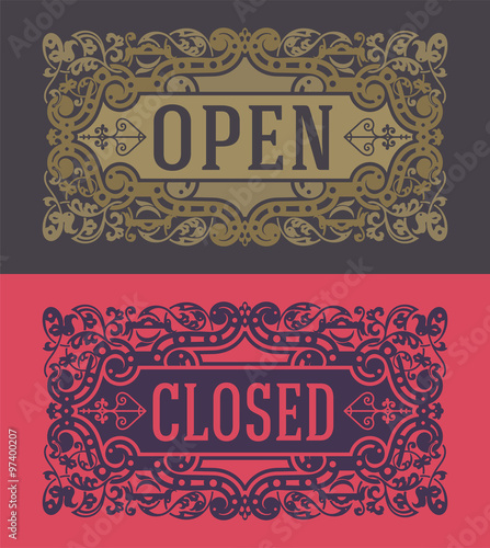 Retro cards and door signs. Organized by layers.