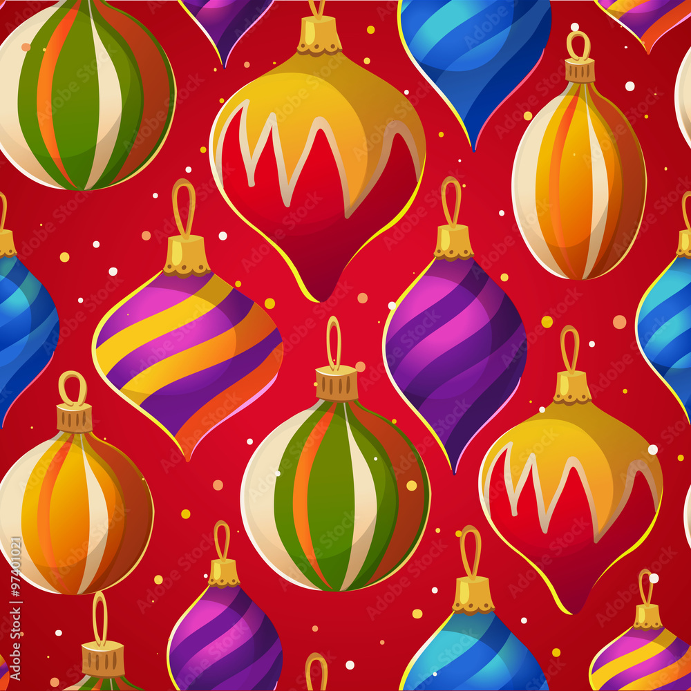 Seamless red background with tree ball. Seamless red background with tree ball.
