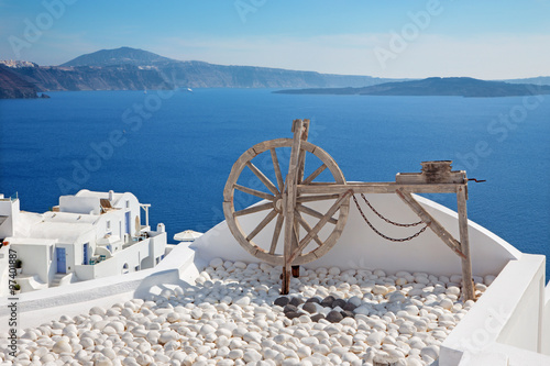 Sanrorini - The barrel organ from Oia and outlook to east. photo