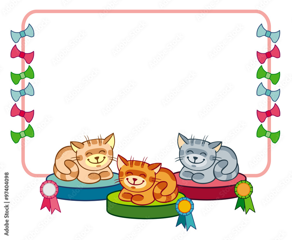 Vector frame with three happy cats Vector frame with three happy cats