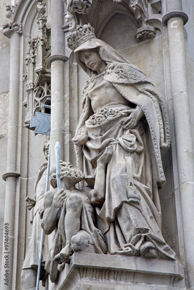 Kosice - Saint queen Elizabeth from Hungary statue from portal of Cathedral