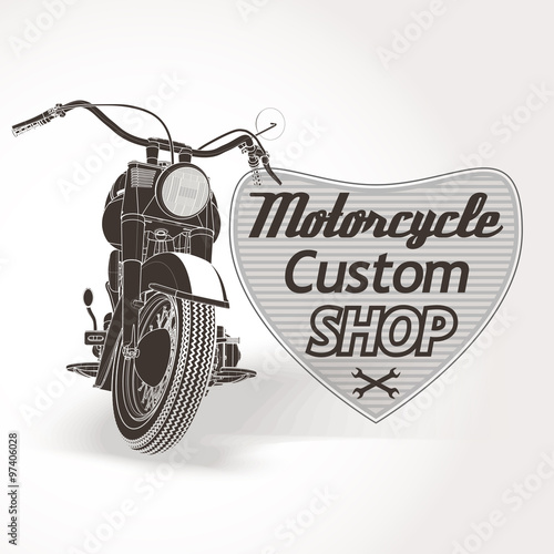 Motorcycle custom motor shop emblem. Vector 