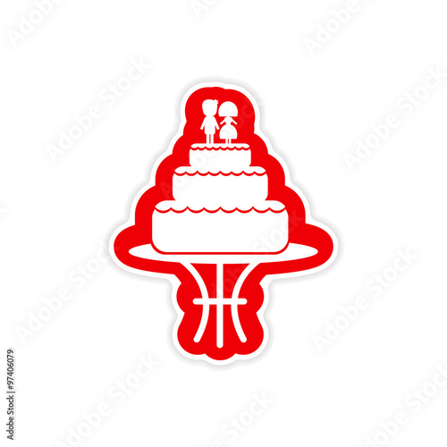 paper sticker on white background wedding cake