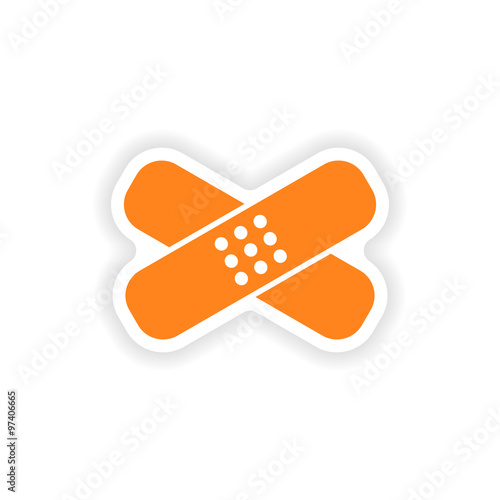 icon sticker realistic design on paper medical patch