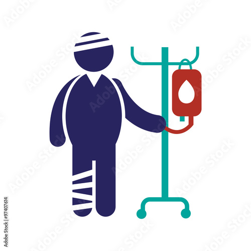 Modern flat icon on white background injured patient