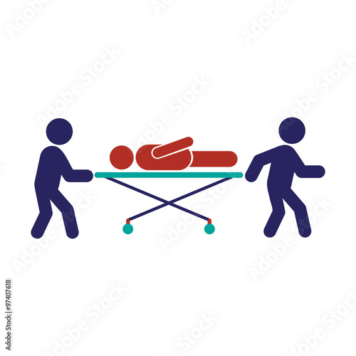 Modern flat icon on white background patient on stretcher
