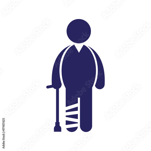 Modern flat icon on white background People leg fracture