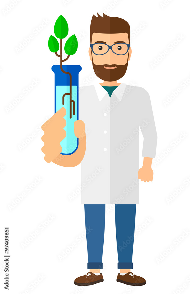 Laboratory assistant with test tube. Laboratory assistant with test tube.