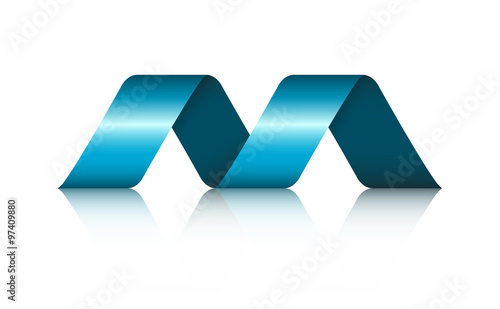 Abstract Shape Spiral Ribbon Logo with reflection, Vector illustration