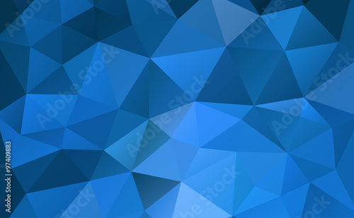 Blue abstract geometric rumpled triangular background low poly style. Vector illustration