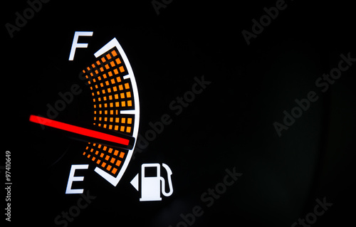 Fuel gauge on the black background