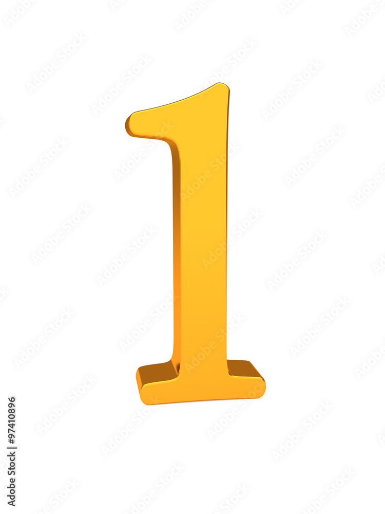 Gold Letter '1' Alphabet Text Gold Letter '1' Alphabet Text