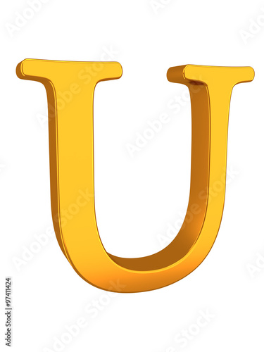 Gold Letter U Alphabet Text