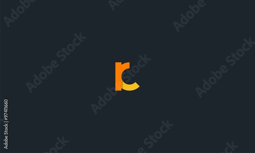 letter rc or cr simple logo vector