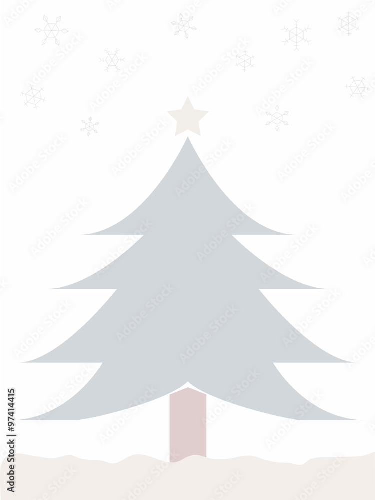 Vector Christmas tree with snow in pastel colour theme.