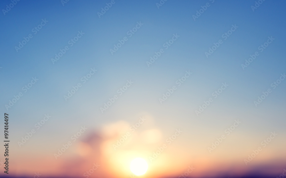 vintage blur background, sunset on sky in summer