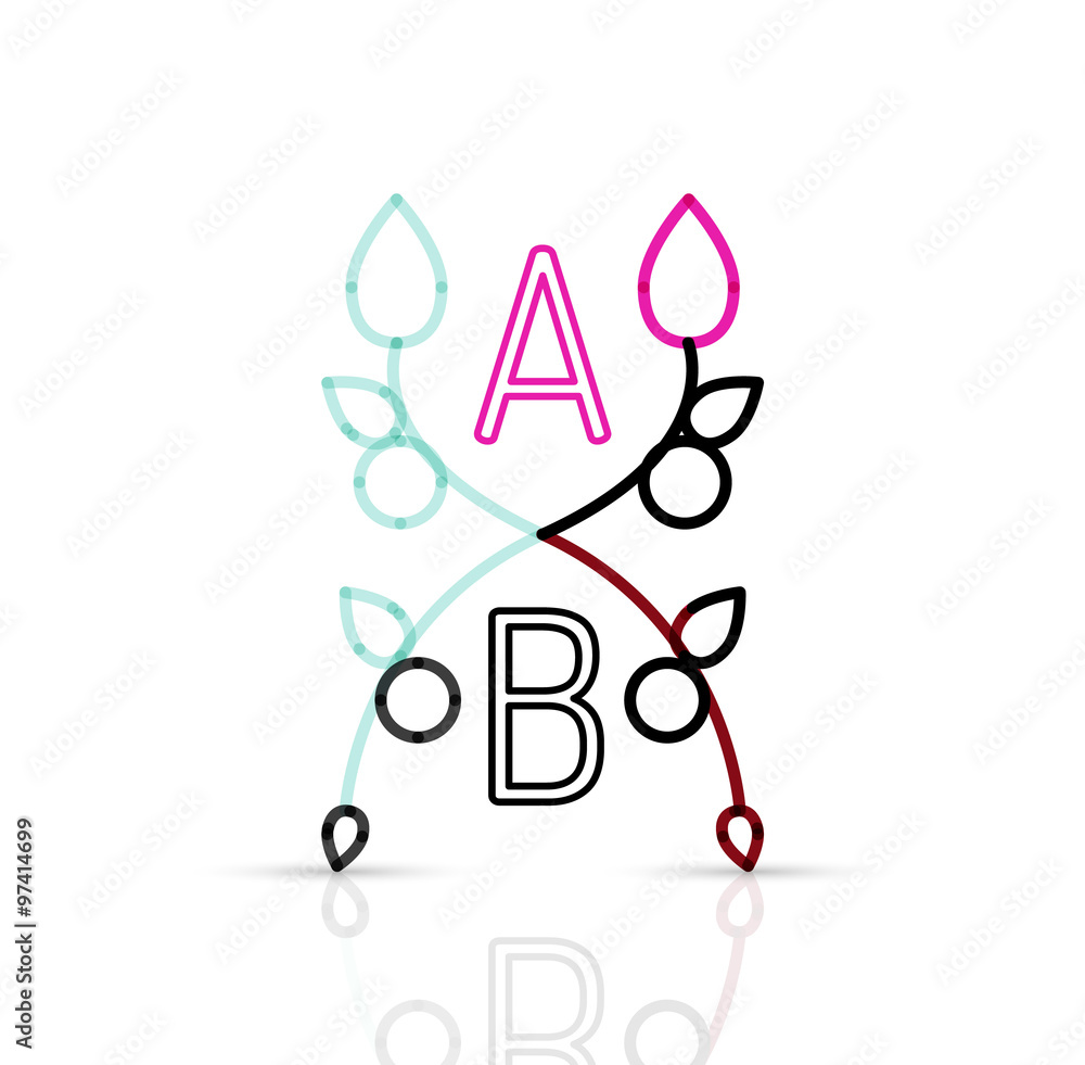 Abstract geometric linear hipster floral icon, frame design, flat style Abstract geometric linear hipster floral icon, frame design, flat style