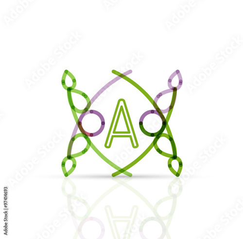 Abstract geometric linear hipster floral icon, frame design, flat style