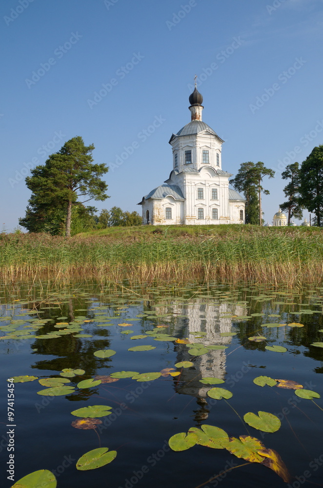 The monastery of Nilo-Stolobensky deserts in the Tver region, Russia. Church of the exaltation of the cross