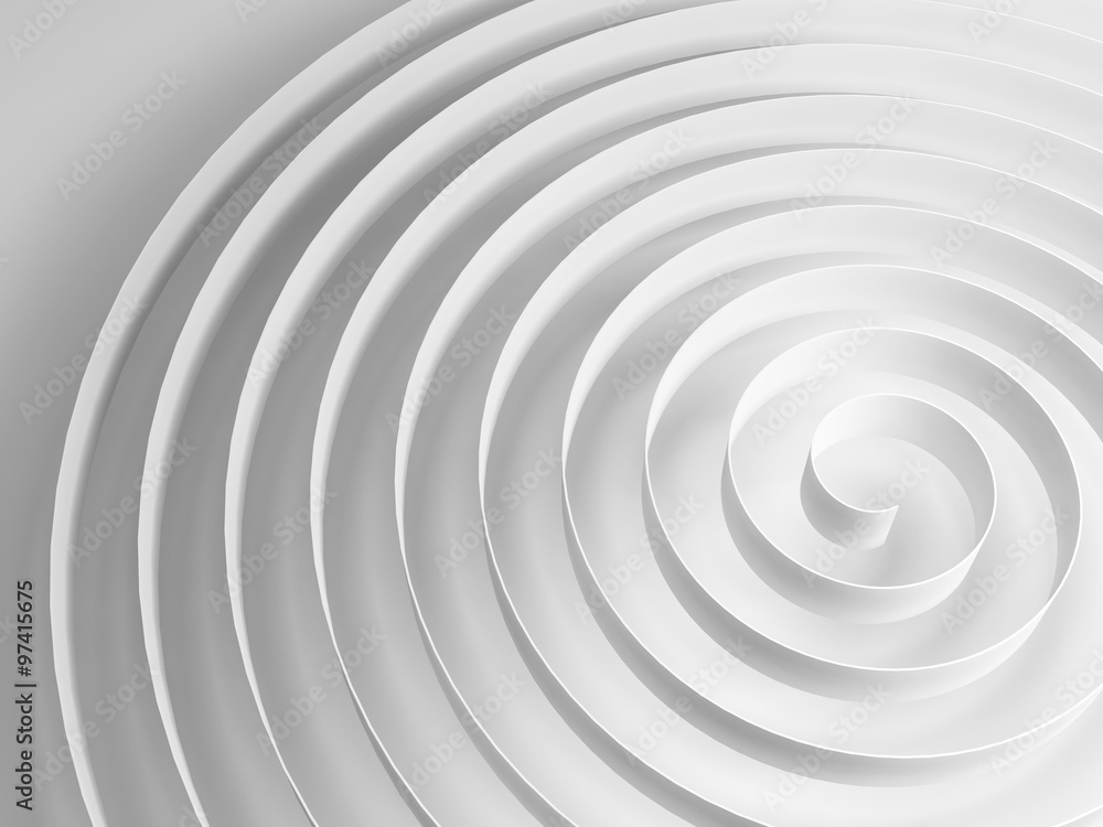 White 3d spiral with soft gray shadow, abstract shape White 3d spiral with soft gray shadow, abstract shape
