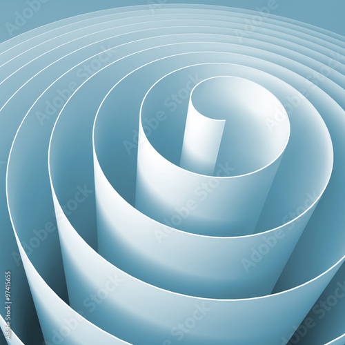 Fototapeta kuchenna Blue 3d spiral, square abstract digital illustration