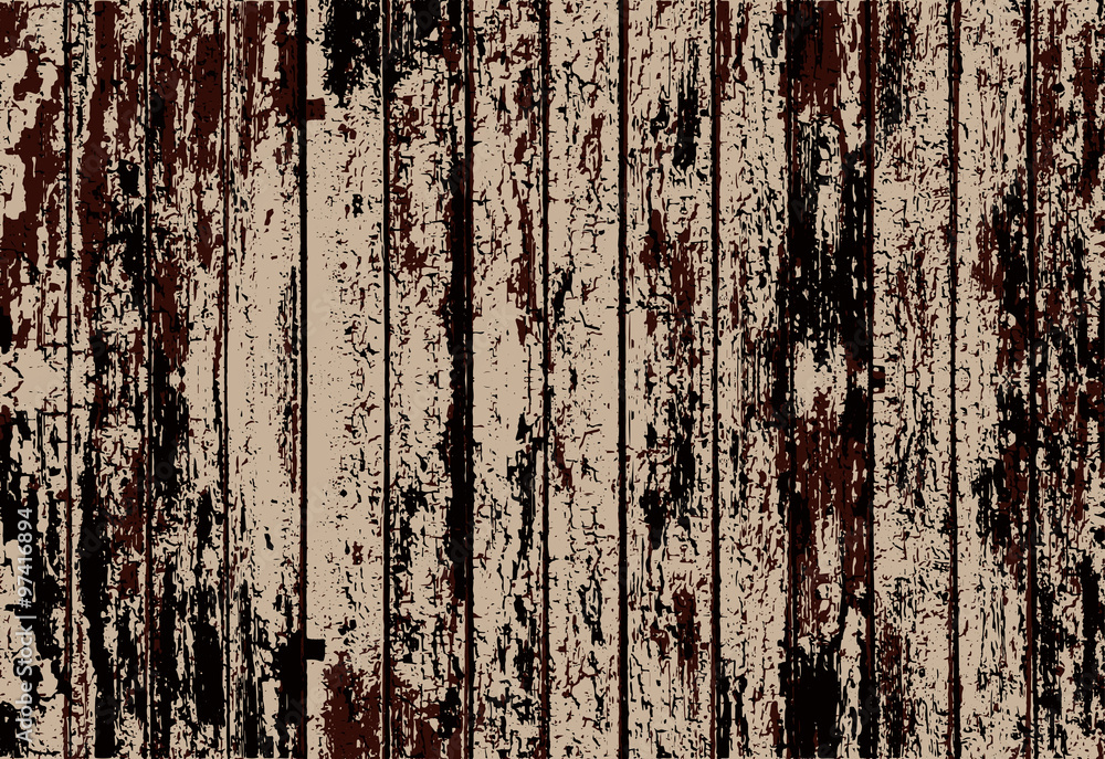 Obraz premium Vector texture of realistic beige old painted wooden fence. Vector illustration