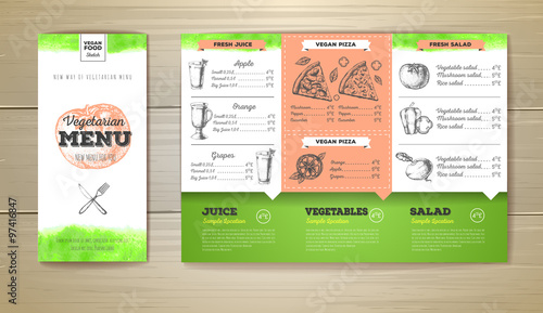 Vintage vegetarian food menu design.