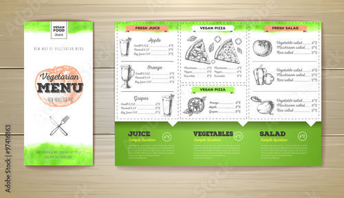 Vintage vegetarian food menu design.