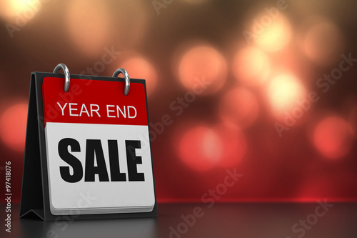 3d render of calender with year end sale written
