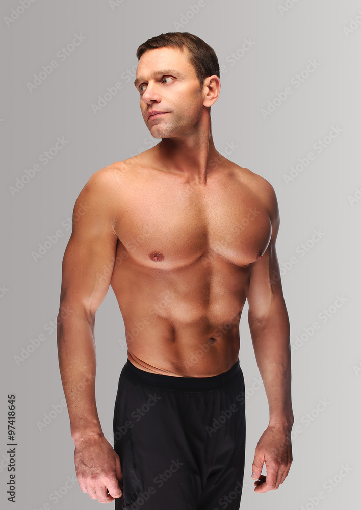 Fototapeta premium Portrait of shirtless muscular man.