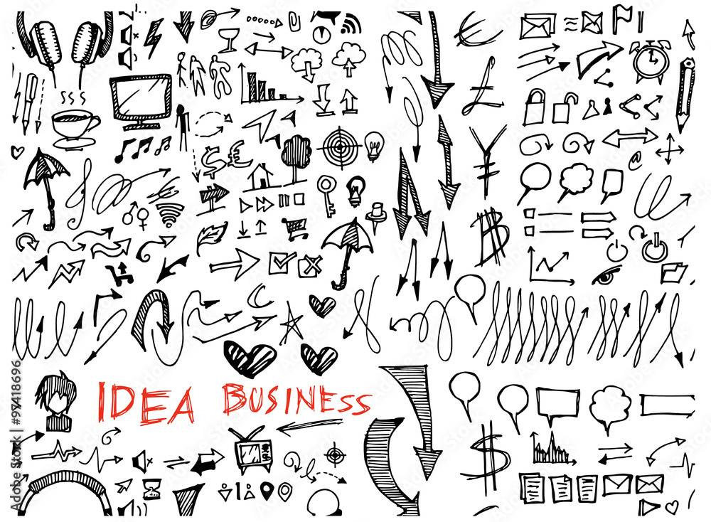 Drawing doodle pattern seamless with business sketch