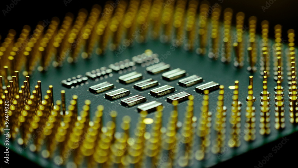 4K close up macro computer processor cpu surface rotating dolly 4K close up macro computer processor cpu surface rotating dolly