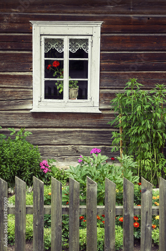 Window of an old traditional log house