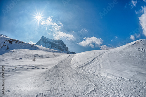 dolomites mountain snow landscape in winter