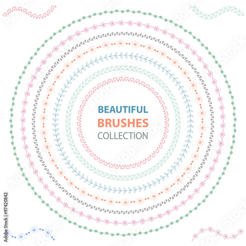 Vector brushes collection. Set of hand drawn brushes for frames,