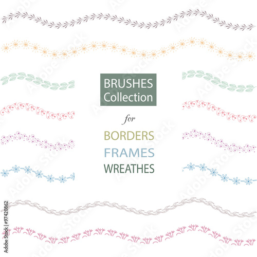 Hand-drawn brushes set made in vector. Frames and borders with l
