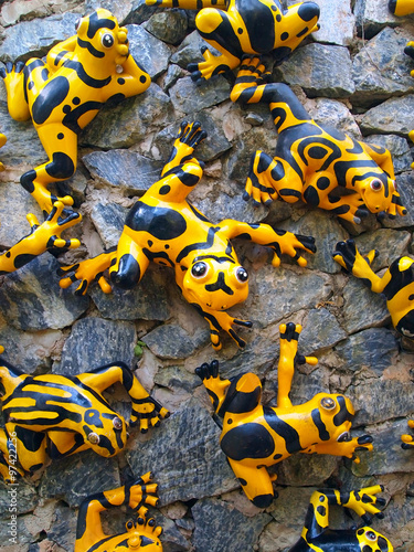 Fotografie, Tablou Funny yellow frogs
