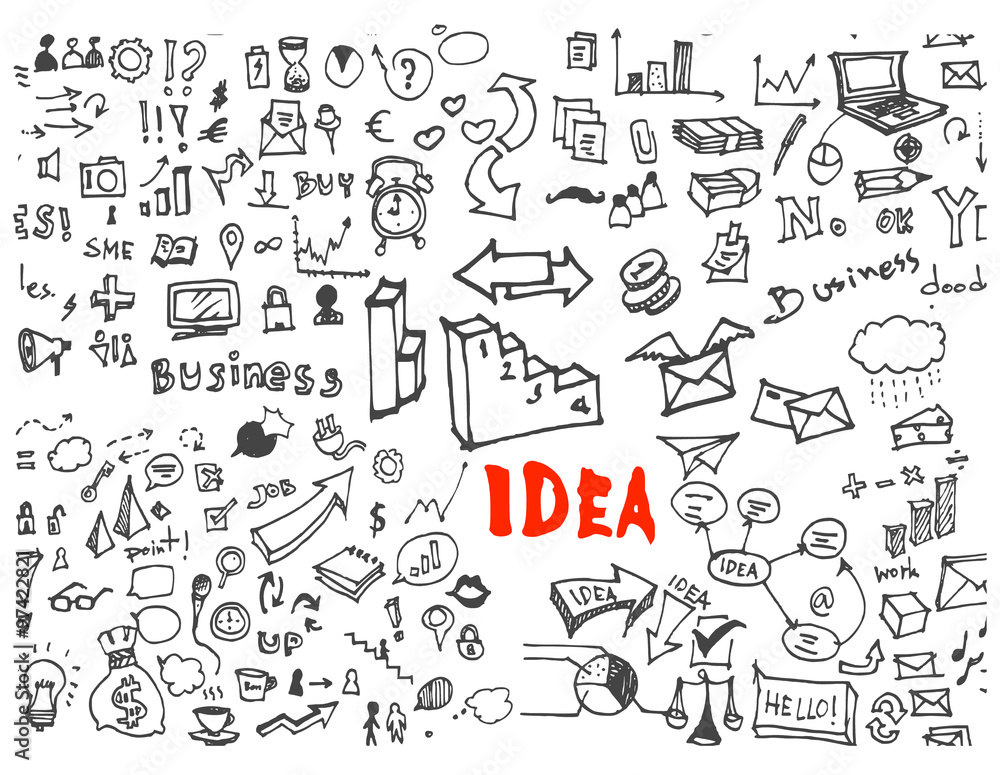 Hand drawn seamless doodle pattern with business symbols Hand drawn seamless doodle pattern with business symbols