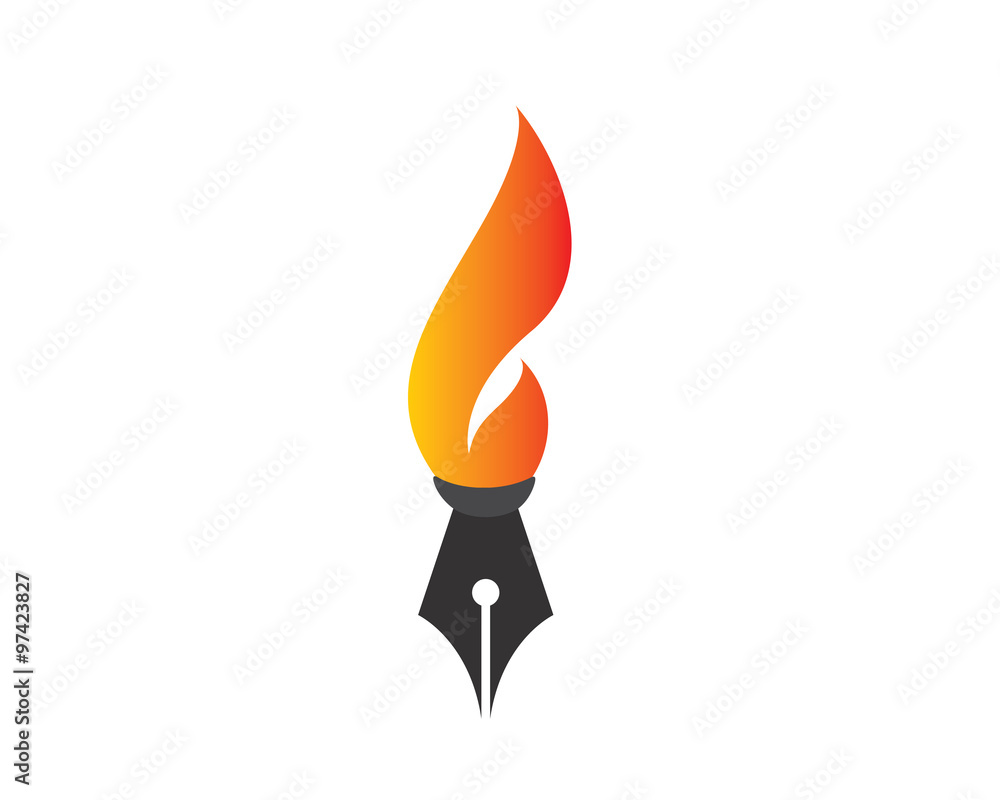 Pen Logo, Pen Burned, Firing, Explosion, And Explode Stock Vector