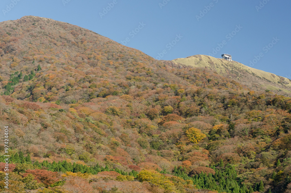 The leaves begin to change color in the mountains of Japan