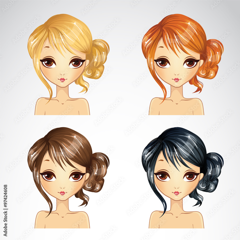 Set Of Curly Hairstyle Set Of Curly Hairstyle