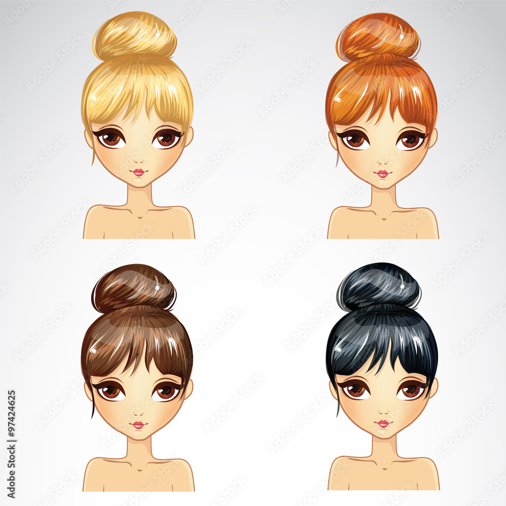 Plakat Set Of Bunch Hairstyling