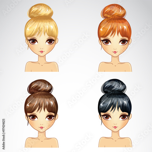 Set Of Bunch Hairstyling