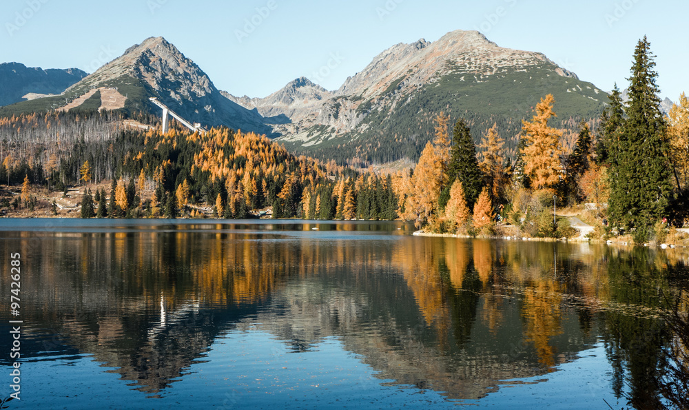 Water reflection on lake