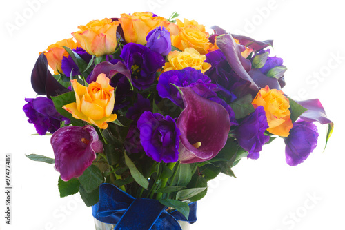 Calla lilly and eustoma flowers photo