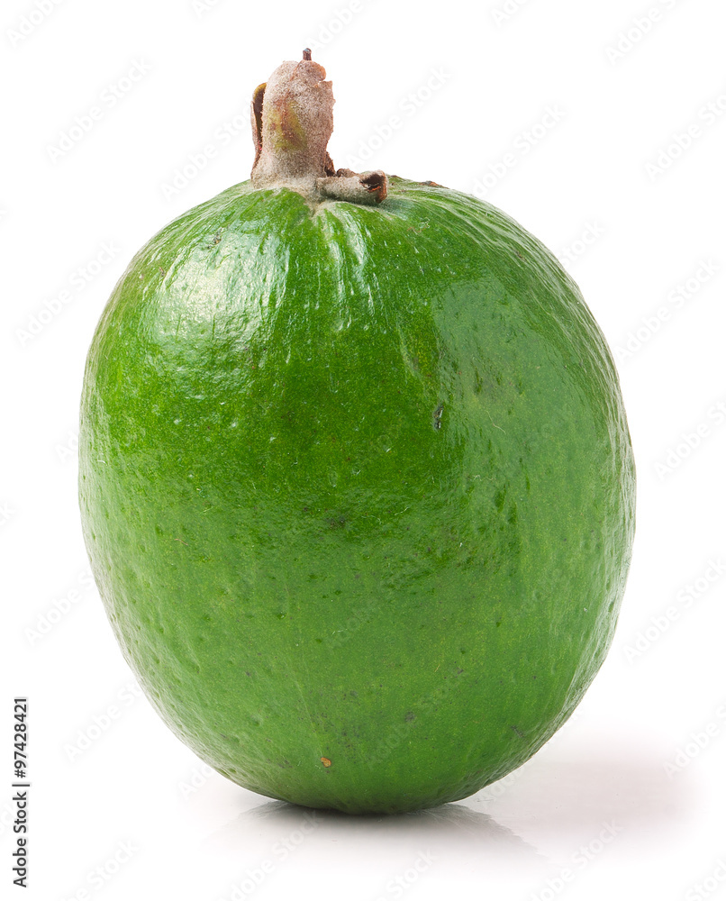 Tropical fruit feijoa Acca sellowiana isolated on white background. Tropical fruit feijoa Acca sellowiana isolated on white background.