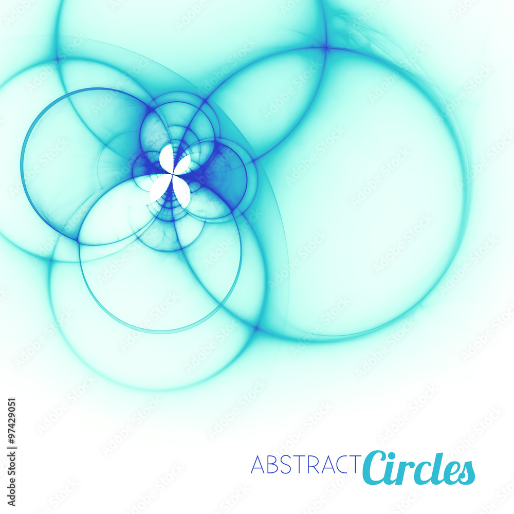 Template with abstract fractal intersecting circles on a white Template with abstract fractal intersecting circles on a white