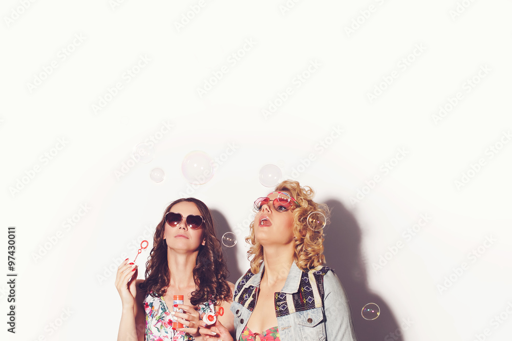 Two best girlfriends having fun Two best girlfriends having fun