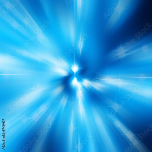 Radial blue blur of bokeh spot light design, abstract background